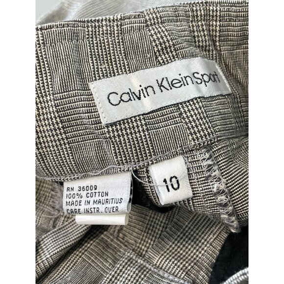Vintage 90s Calvin Klein Sport Side Buckle Pant Size 10 Black White Plaid NEW - Picture 6 of 8